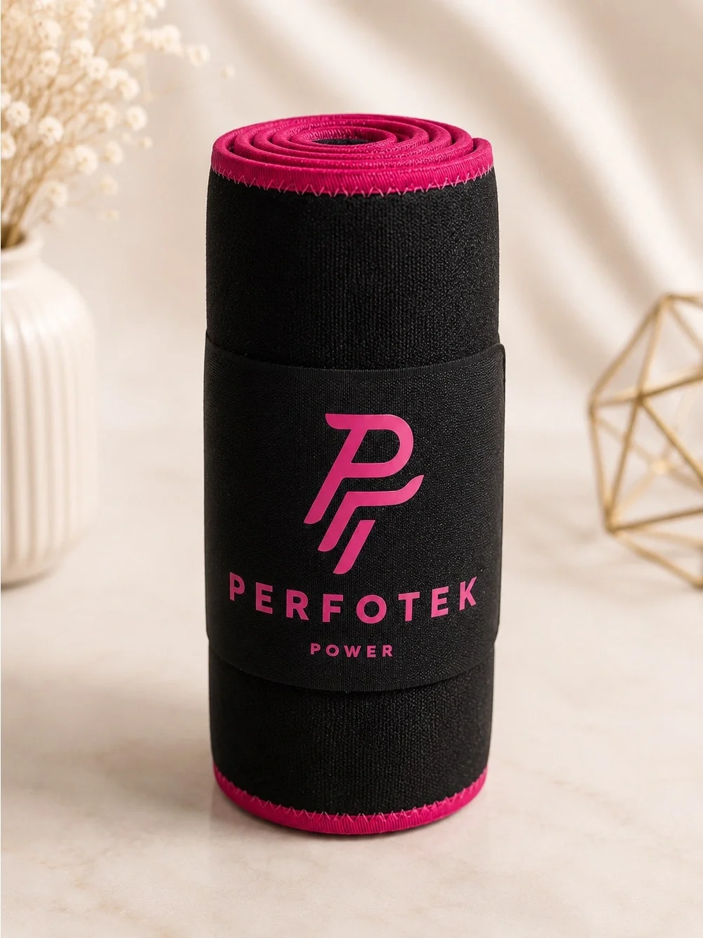 Perfotek Power Waist Trimmer Belt 45” Black Pink Workout Fitness